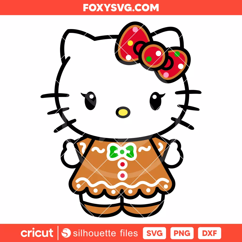 Gingerbread Hello Kitty Svg, Christmas Svg, Sanrio Svg, Cricut, Silhouette SVG Cut File