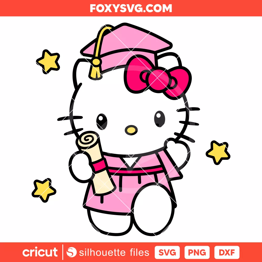 Graduate Hello Kitty Svg, Senior Svg, Sanrio Svg, Cricut, Silhouette SVG Cut File