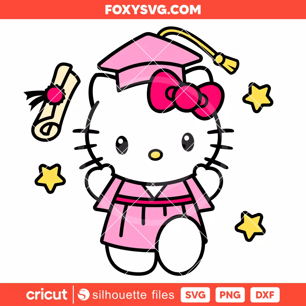 Graduation Hello Kitty Svg, Senior Svg, Sanrio Svg, Cricut, Silhouette SVG Cut File