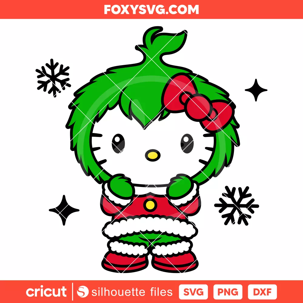 Grinch Hello Kitty Svg, Christmas Svg, Sanrio Svg, Cricut, Silhouette SVG Cut File