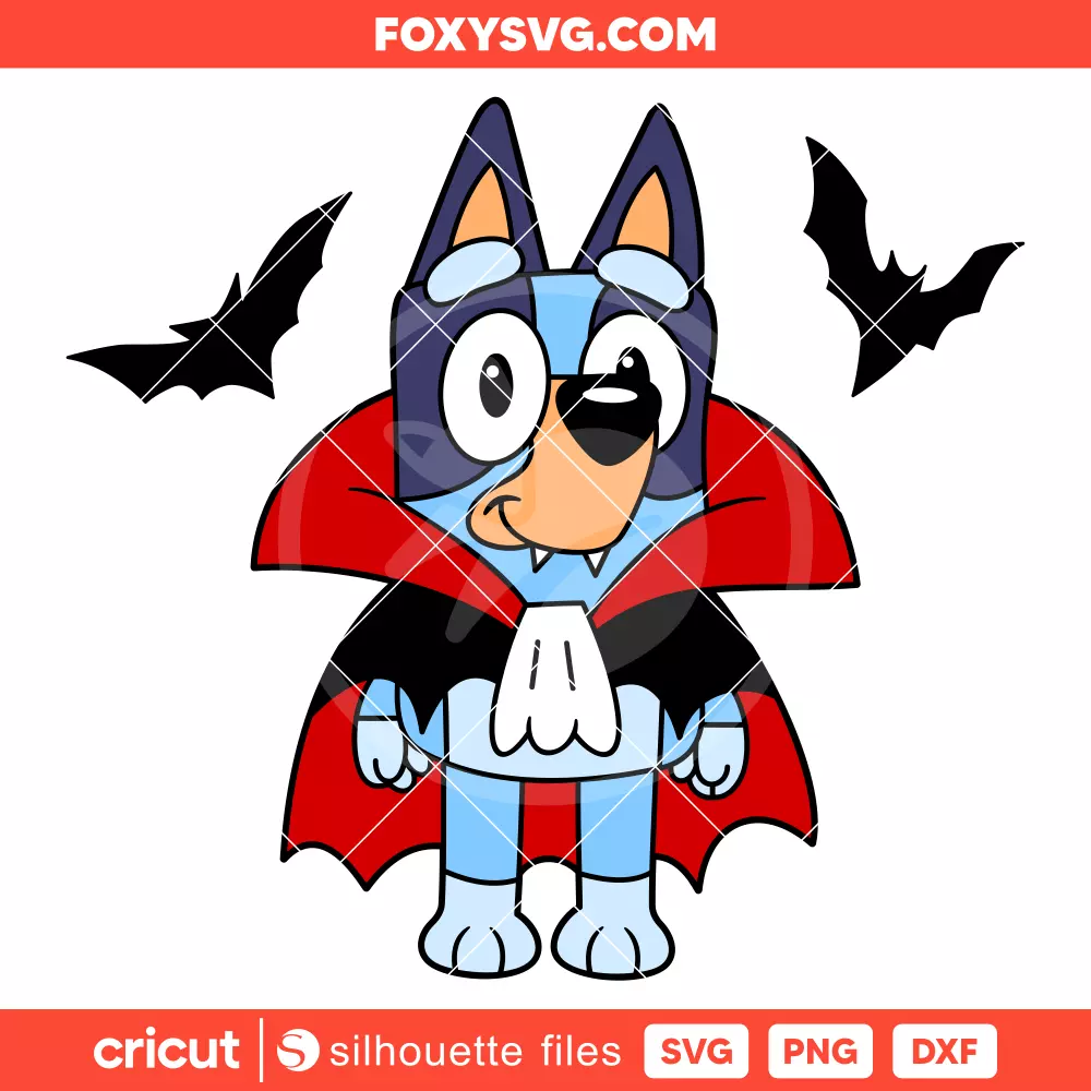 Halloween Bluey Dracula Svg, Bluey the Dog Svg, Halloween Svg, Cricut, Silhouette SVG Cut File