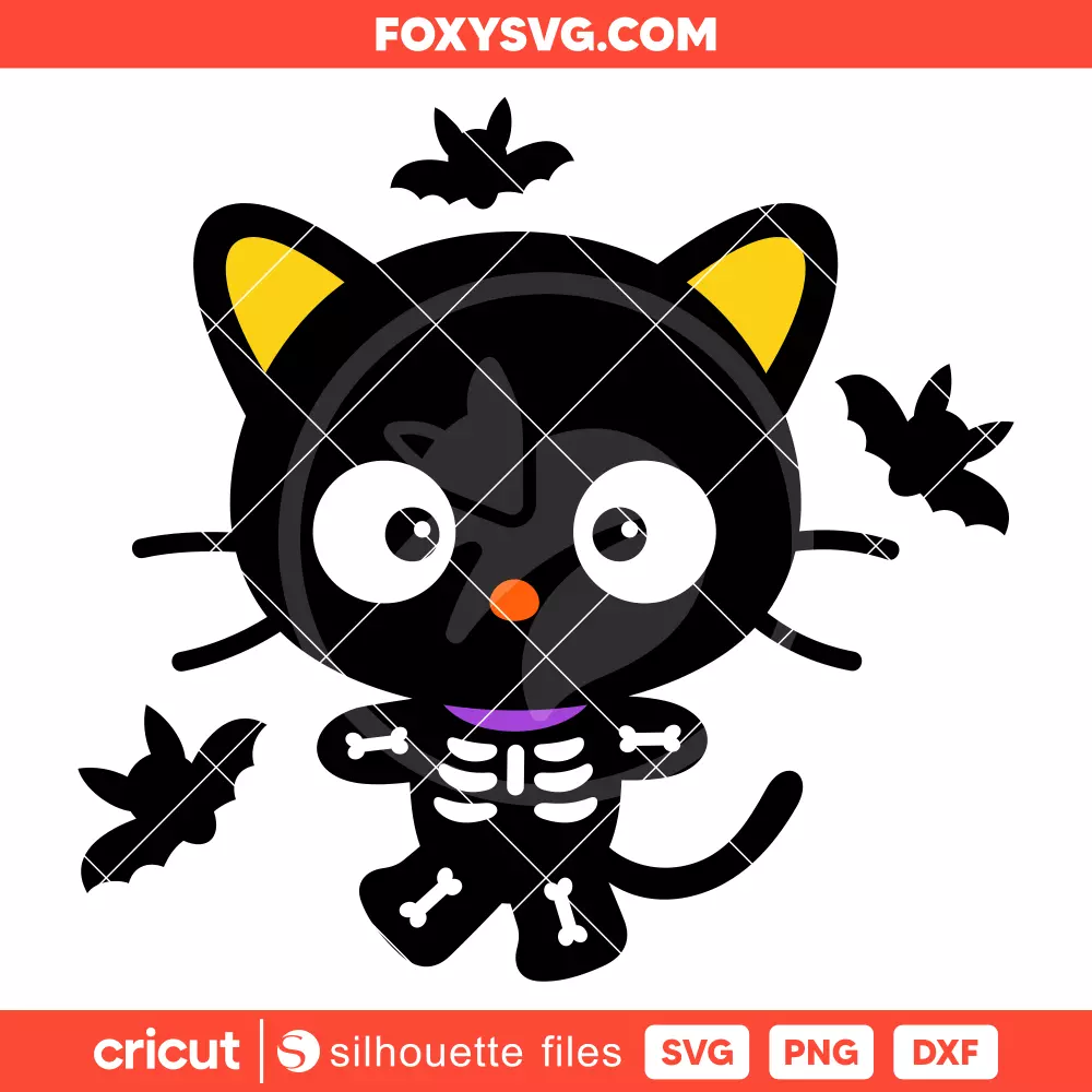 Chococat Skeleton Svg, Sanrio Svg, Halloween Svg, Cricut, Silhouette SVG Cut File