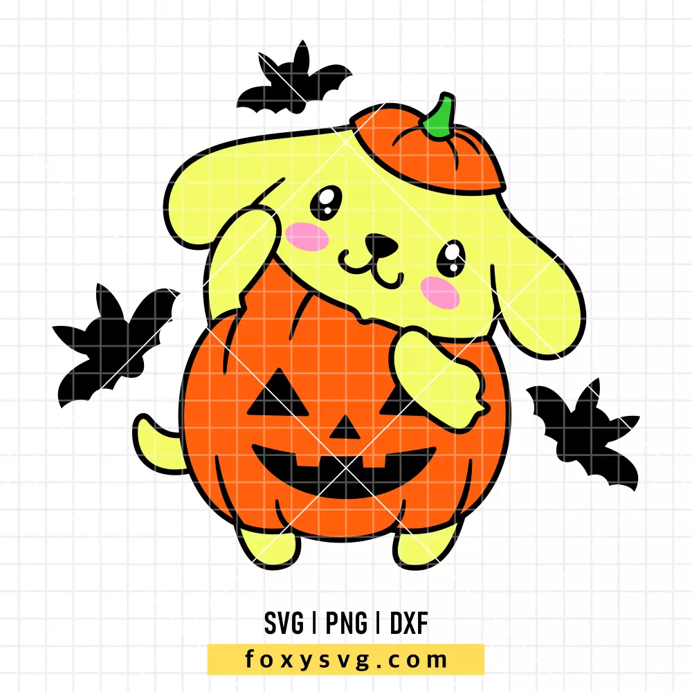 Halloween Pompompurin SVG | Sanrio SVG PNG Design for Cricut, Silhouette