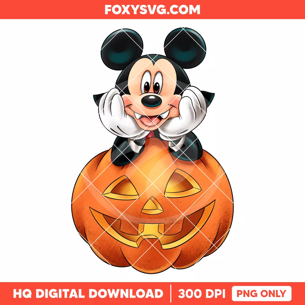Mickey Mouse Pumpkin PNG, Happy Halloween PNG, Disney PNG, Sublimation PNG