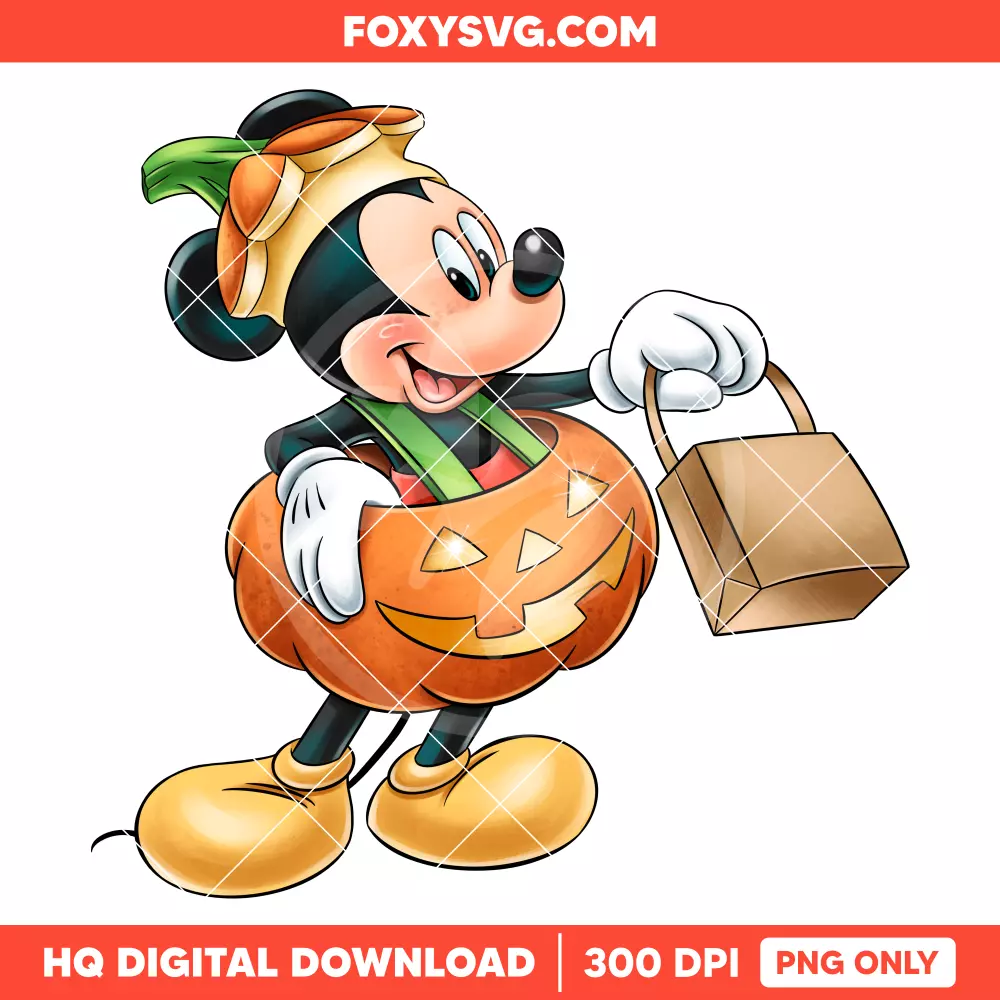 Pumpkin Mickey Mouse PNG, Happy Halloween PNG, Disney PNG, Sublimation PNG