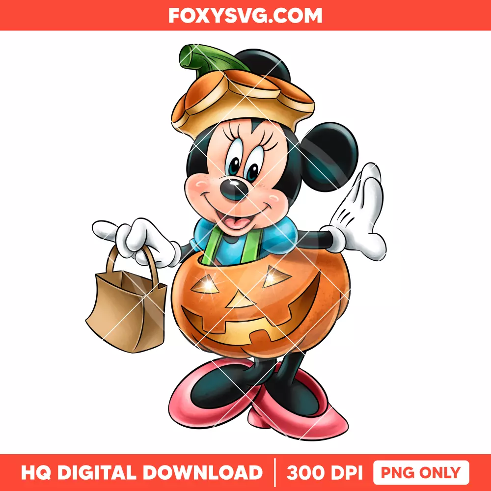 Pumpkin Minnie Mouse PNG, Happy Halloween PNG, Disney PNG, Sublimation PNG