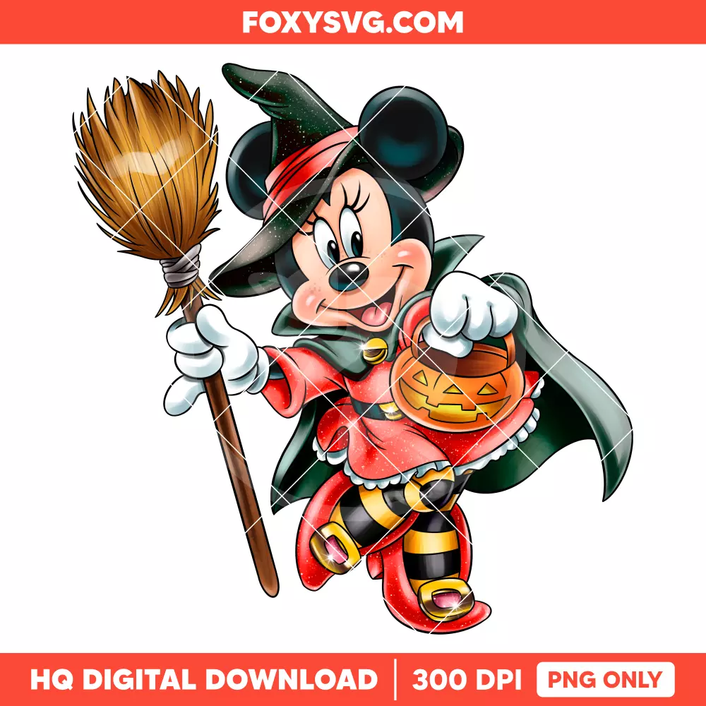 Minnie Mouse Witch Halloween PNG, Happy Halloween PNG, Disney PNG, Sublimation PNG