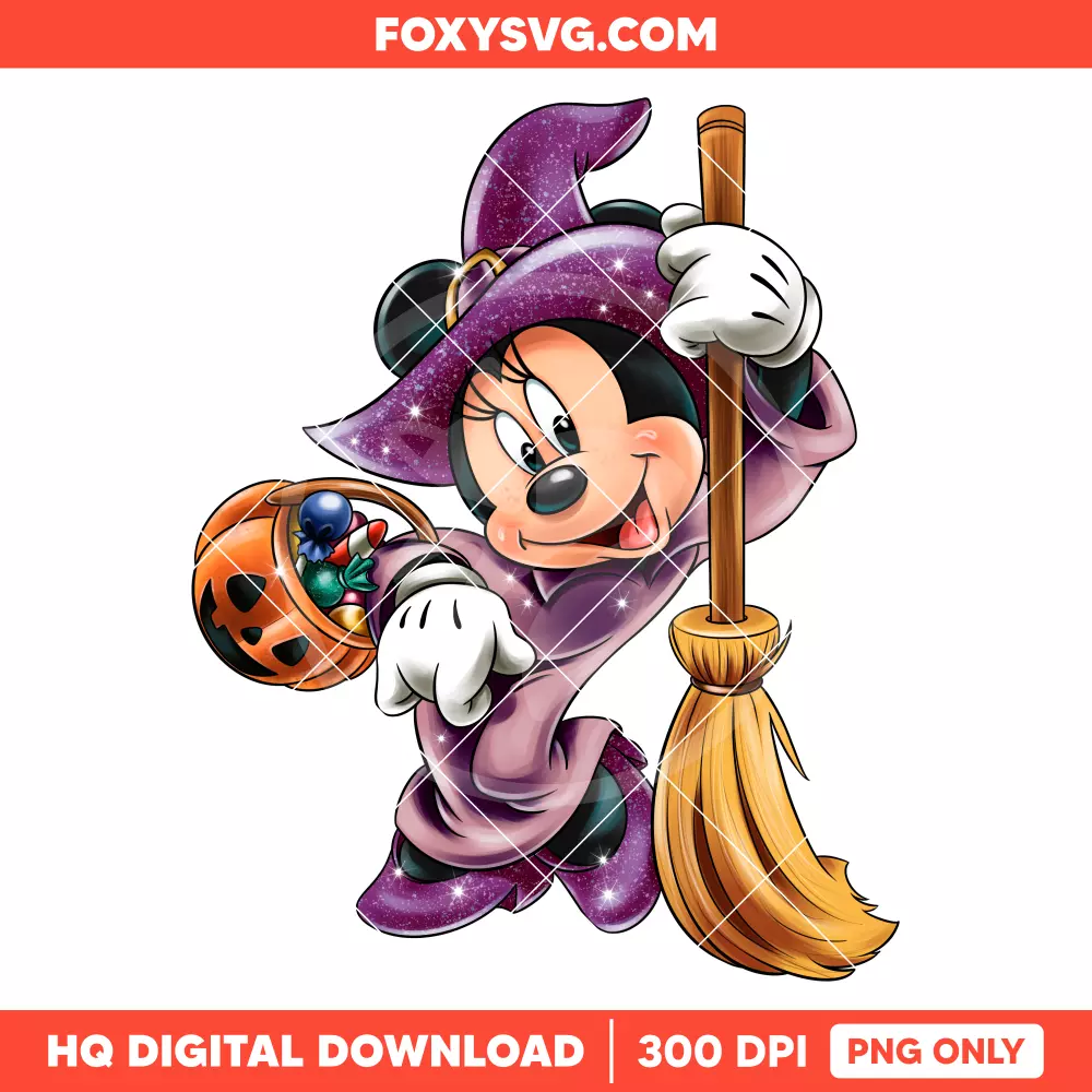 Halloween Witch Minnie Mouse PNG, Happy Halloween PNG, Disney PNG, Sublimation PNG