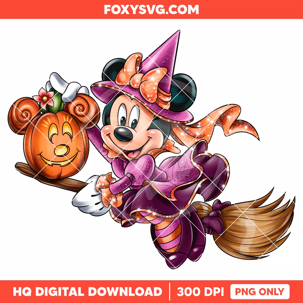 Halloween Witch Minnie Mouse PNG, Happy Halloween PNG, Disney PNG, Sublimation PNG