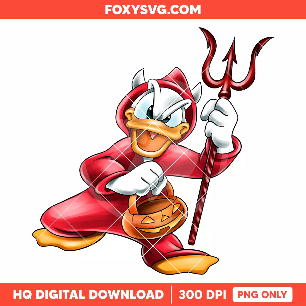 Donald Duck Devil Halloween PNG, Happy Halloween PNG, Disney PNG, Sublimation PNG