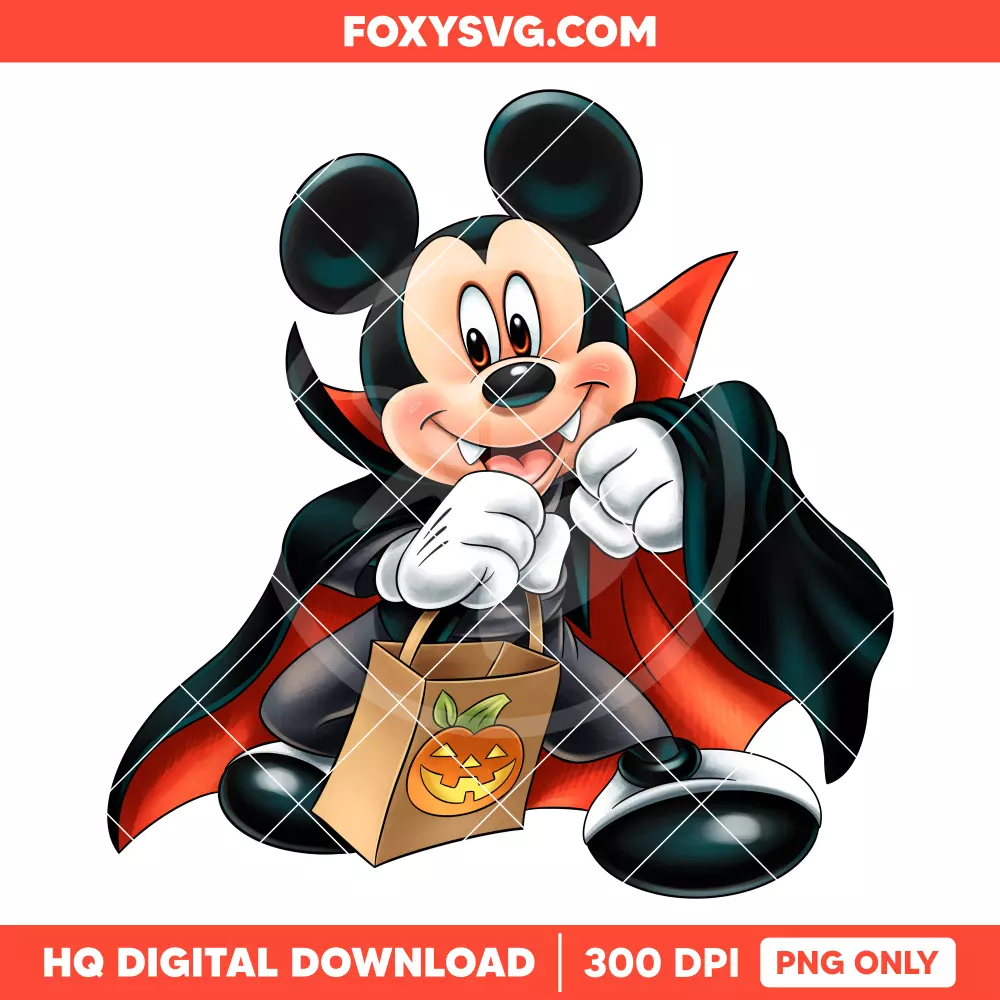 Mickey Mouse Vampire Halloween PNG, Happy Halloween PNG, Disney PNG, Sublimation PNG
