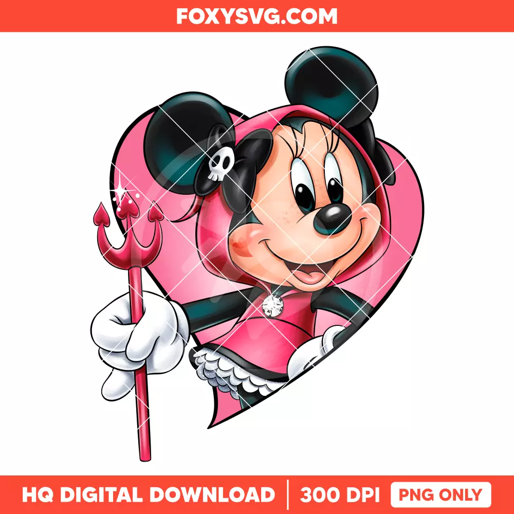 Minnie Mouse Halloween Devil Heart PNG, Happy Halloween PNG, Disney PNG, Sublimation PNG