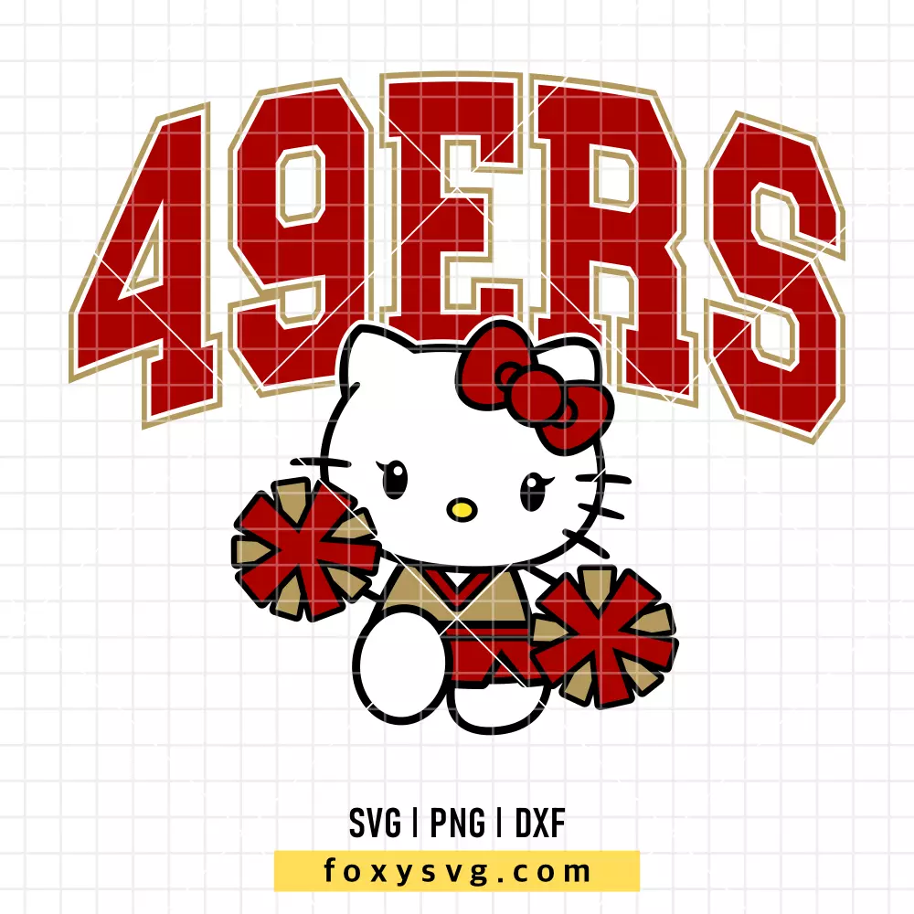 Hello Kitty 49ners Cheerleader SVG | Sanrio SVG PNG Design for Cricut, Silhouette