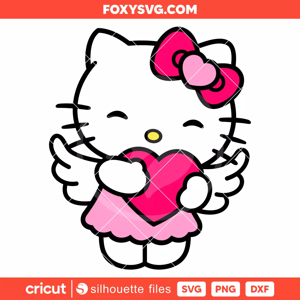 Hello Kitty Angel Svg, Valentine’s Day Svg, Sanrio Svg, Cricut, Silhouette SVG Cut File