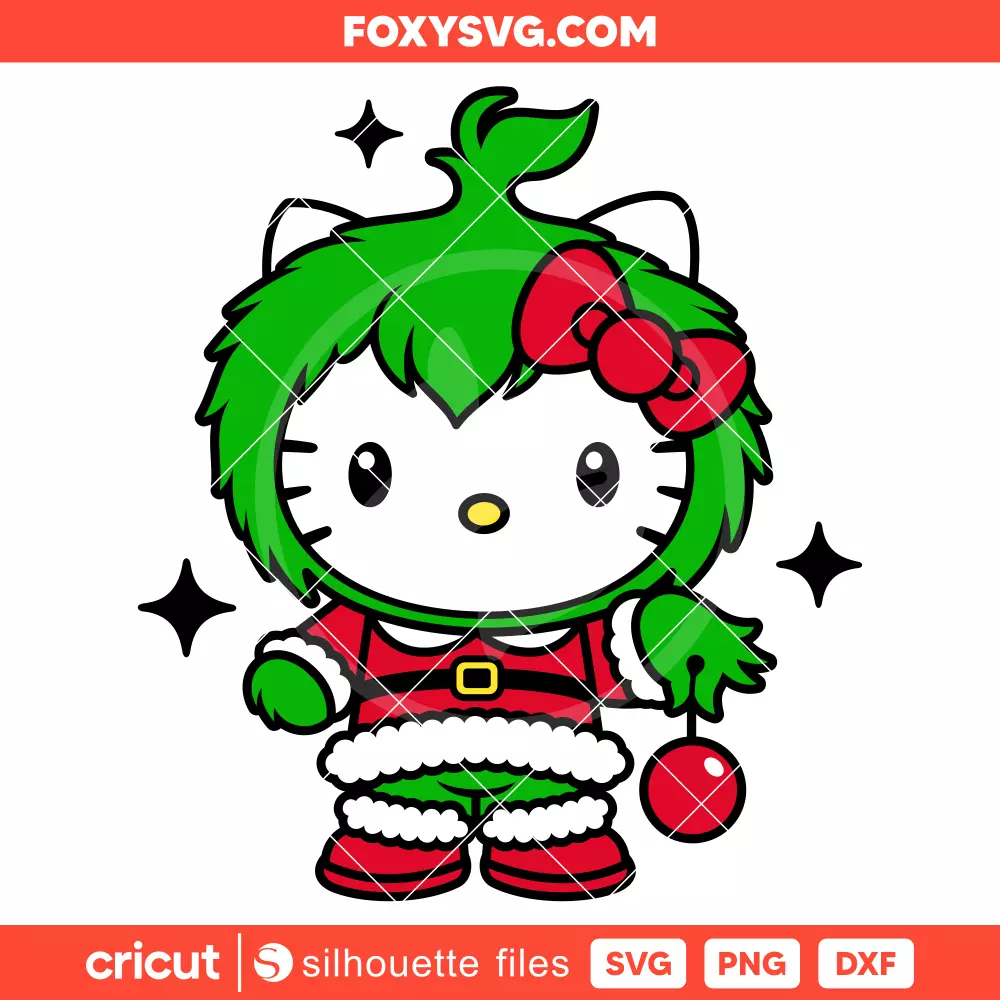 Hello Kitty Baby Grinch Svg, Christmas Svg, Sanrio Svg, Cricut, Silhouette SVG Cut File
