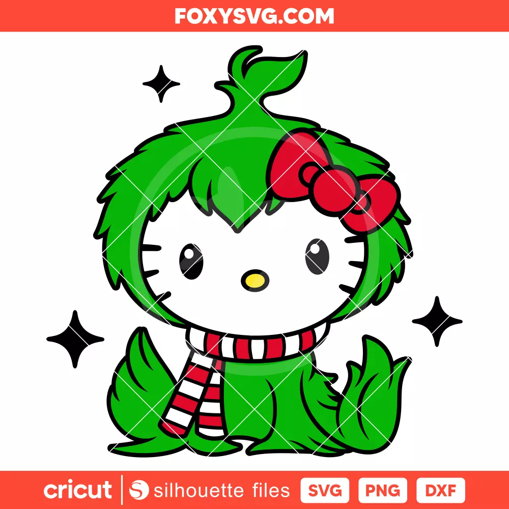 Hello Kitty Baby Grinch Svg, Christmas Svg, Sanrio Svg, Cricut, Silhouette SVG Cut File