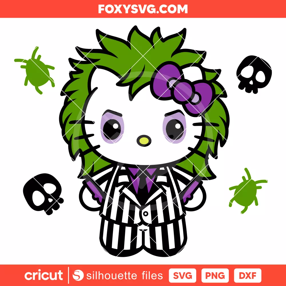 Hello Kitty Beetlejuice Svg, Sanrio Svg, Halloween Horror Svg, Cricut, Silhouette SVG Cut File