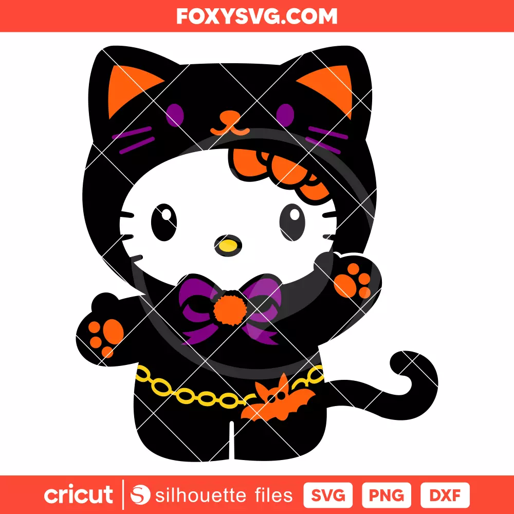 Hello Kitty Black Cat Svg, Sanrio Svg, Halloween Svg, Cricut, Silhouette SVG Cut File