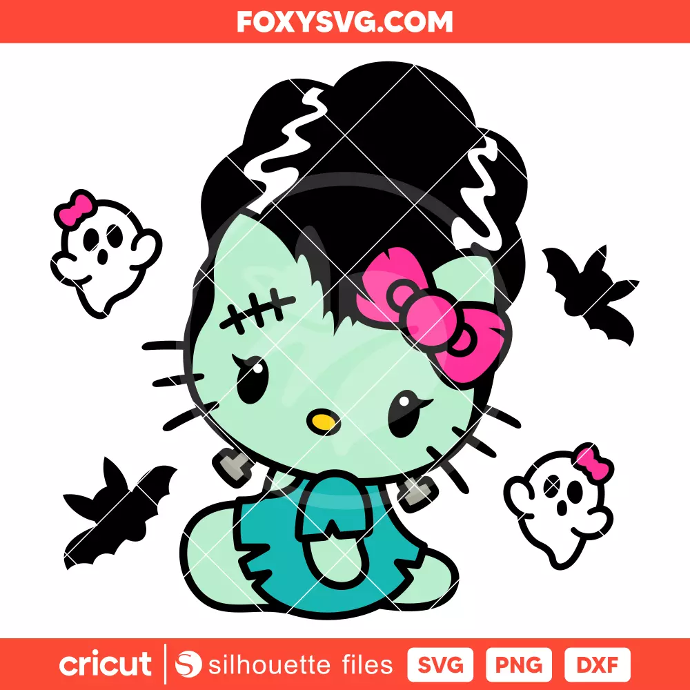 Hello Kitty Bride of Frankenstein Svg, Sanrio Svg, Halloween Svg, Cricut, Silhouette SVG Cut File