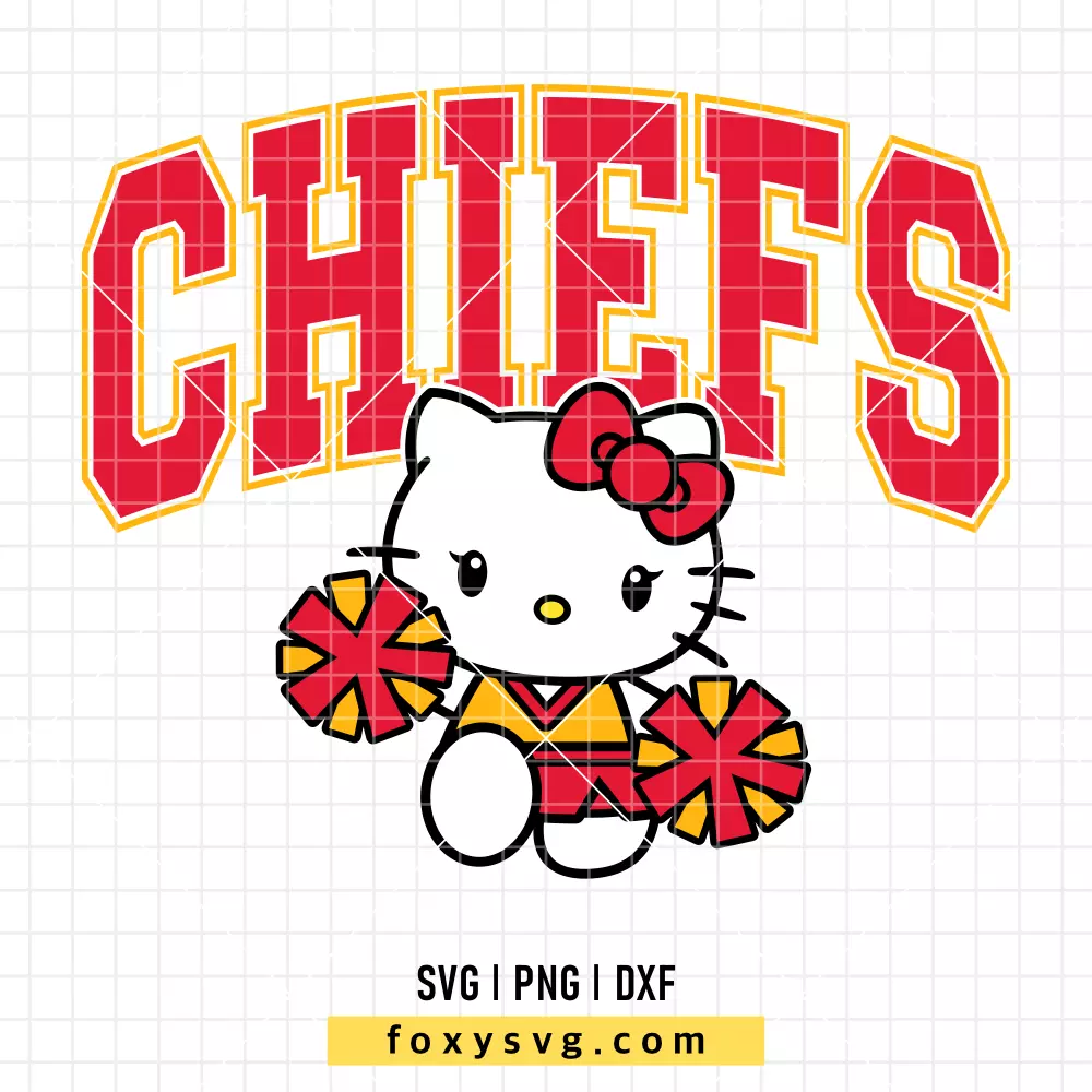 Hello Kitty Chiefs Cheerleader SVG | Sanrio SVG PNG Design for Cricut, Silhouette