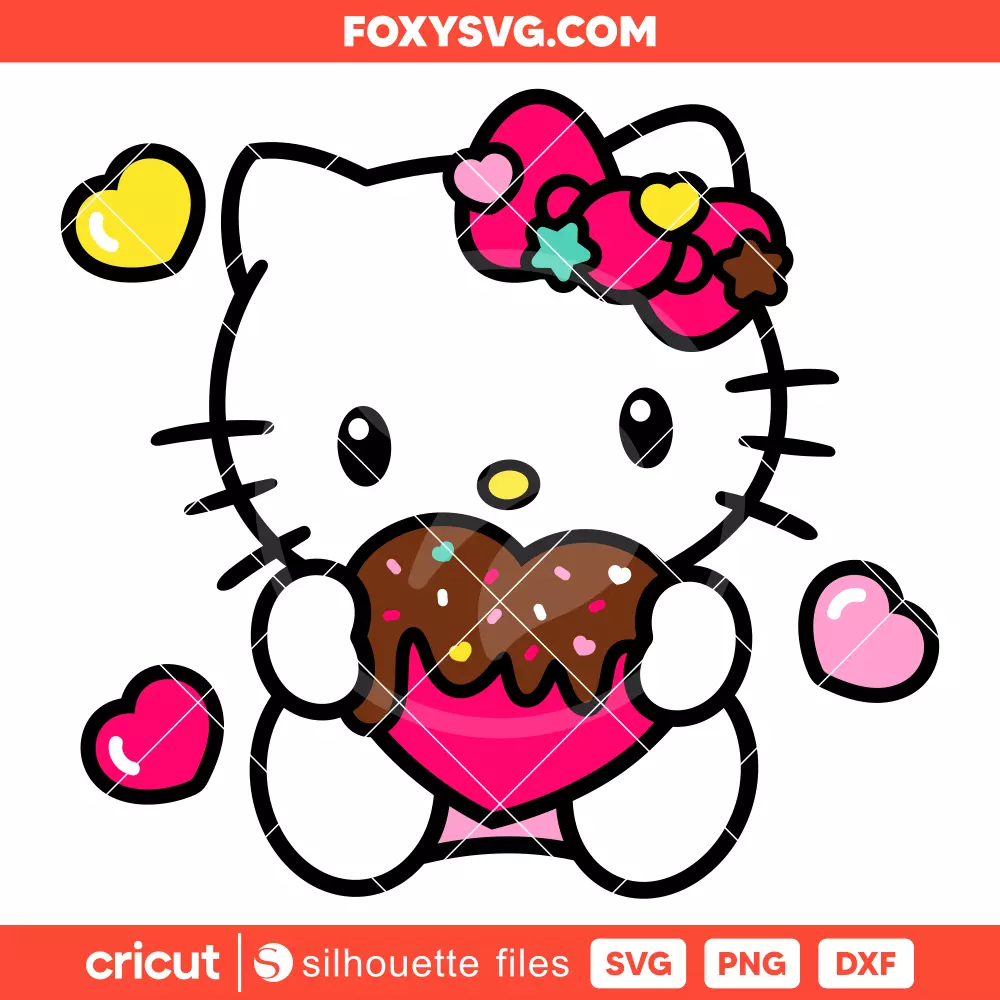 Hello Kitty Chocolate Heart Svg, Valentine’s Day Svg, Sanrio Svg, Cricut, Silhouette SVG Cut File