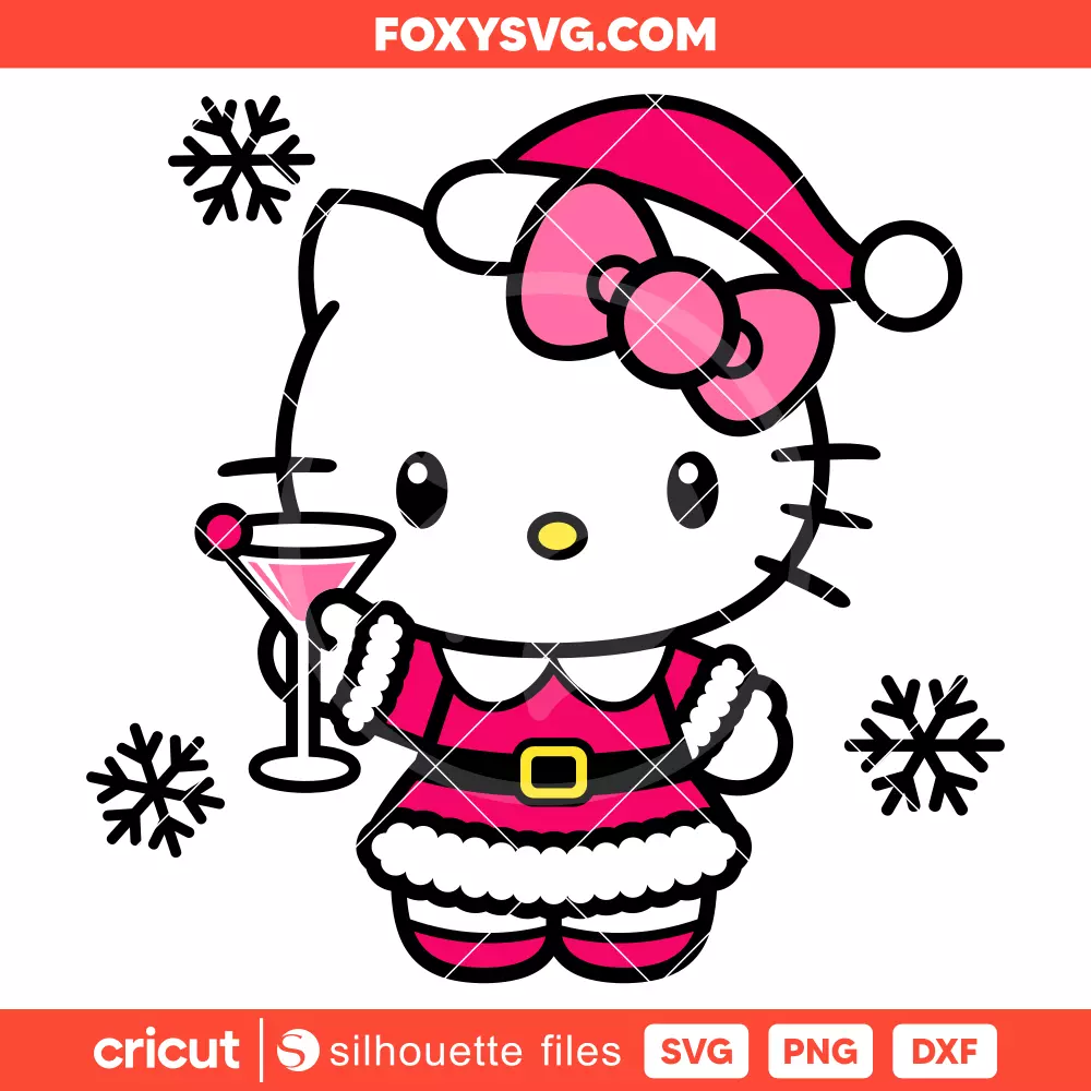 Hello Kitty Christmas Cocktail Svg, Christmas Svg, Sanrio Svg, Cricut, Silhouette SVG Cut File