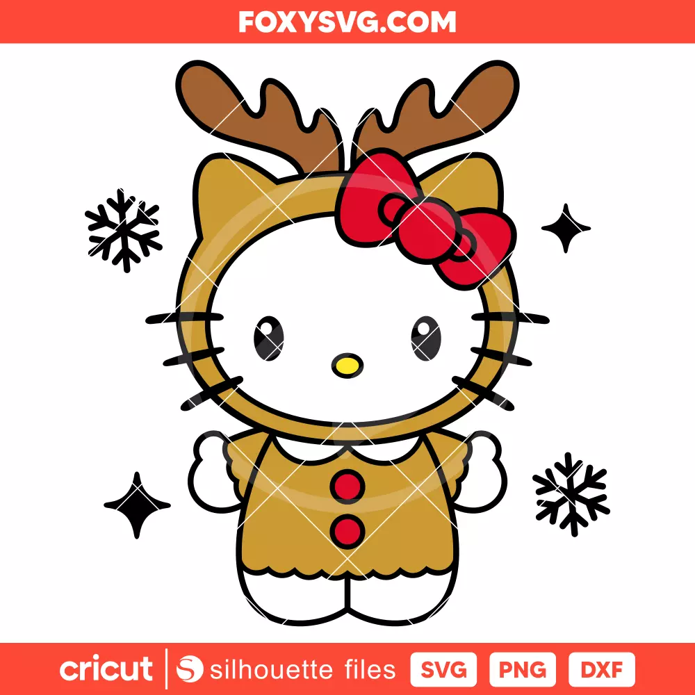 Hello Kitty Christmas Deer Svg, Christmas Svg, Sanrio Svg, Cricut, Silhouette SVG Cut File