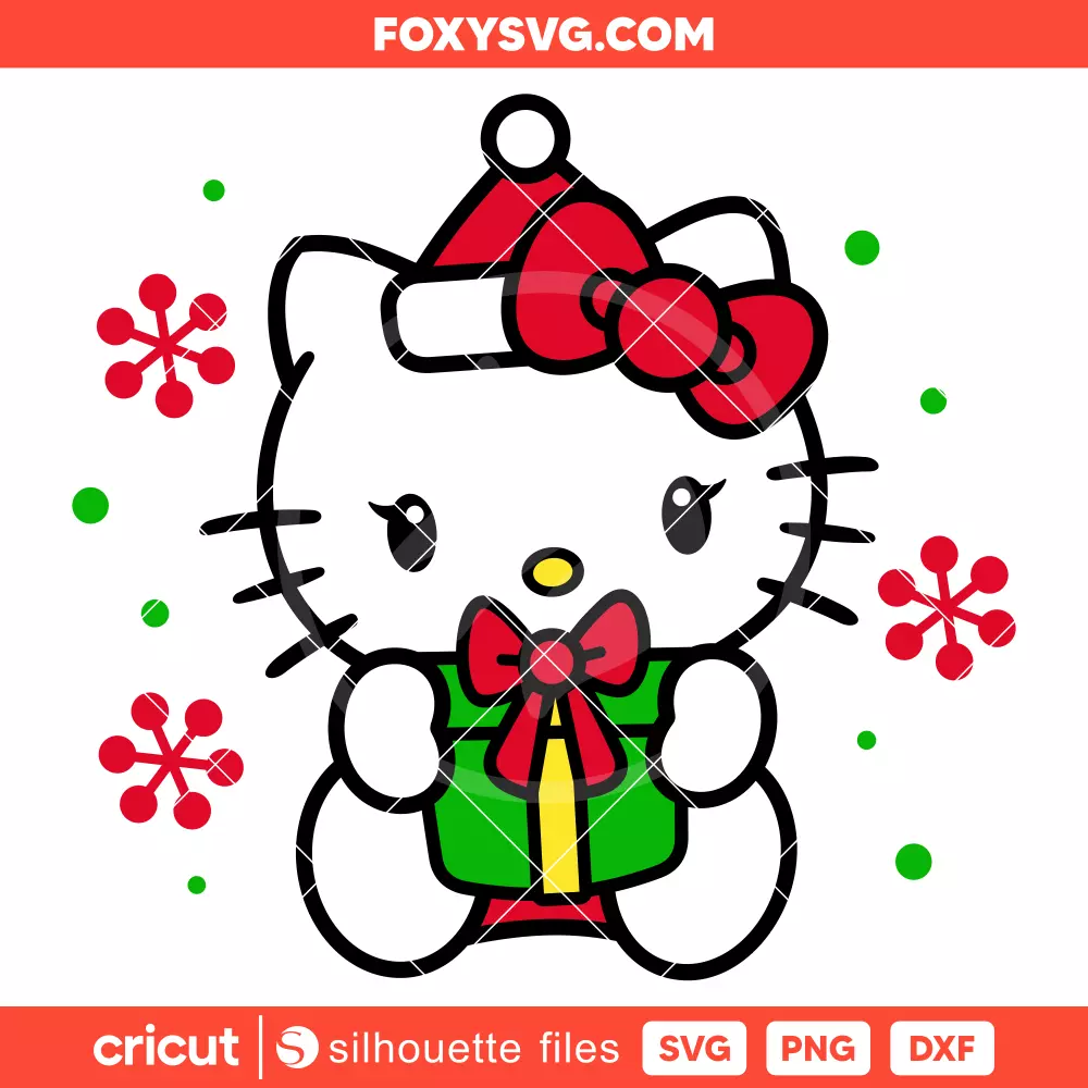 Hello Kitty Christmas Gift Svg, Christmas Svg, Sanrio Svg, Cricut, Silhouette SVG Cut File