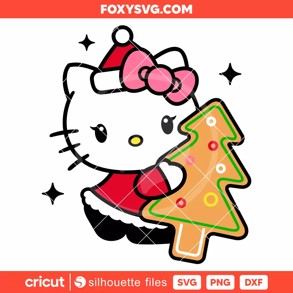 Hello Kitty Christmas Tree Cookie Svg, Christmas Svg, Sanrio Svg, Cricut, Silhouette SVG Cut File