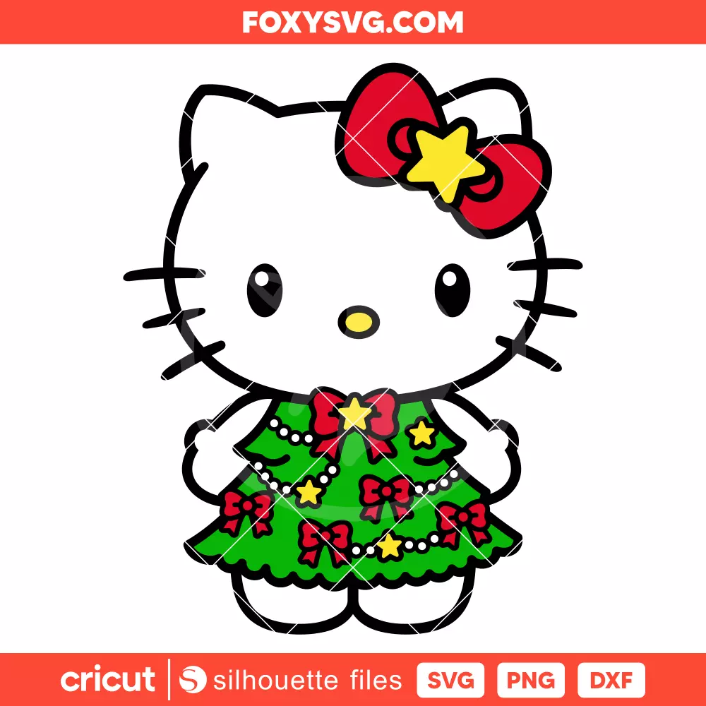 Hello Kitty Christmas Tree Svg, Christmas Svg, Sanrio Svg, Cricut, Silhouette SVG Cut File