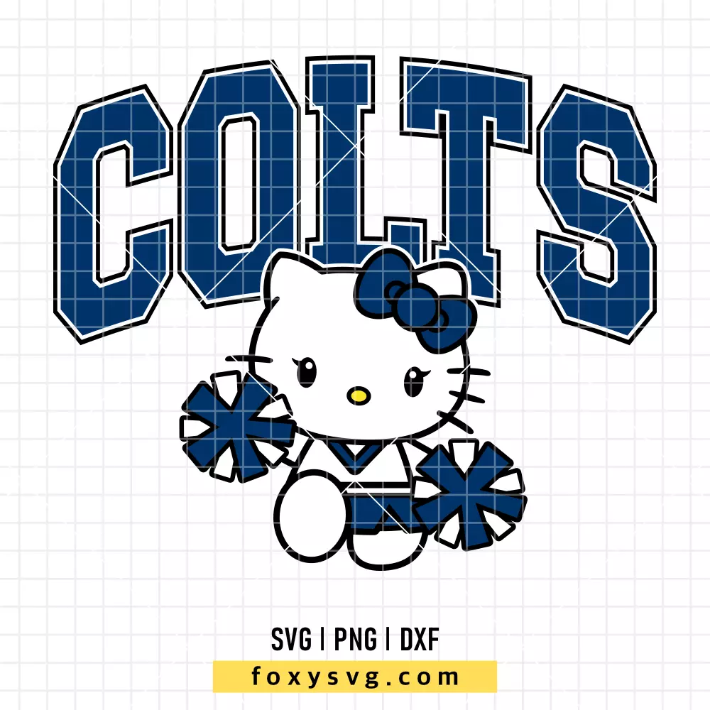 Hello Kitty Colts Cheerleader SVG | Sanrio SVG PNG Design for Cricut, Silhouette