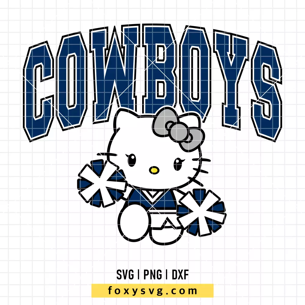 Hello Kitty Cowboys Cheerleader SVG | Sanrio SVG PNG Design for Cricut, Silhouette