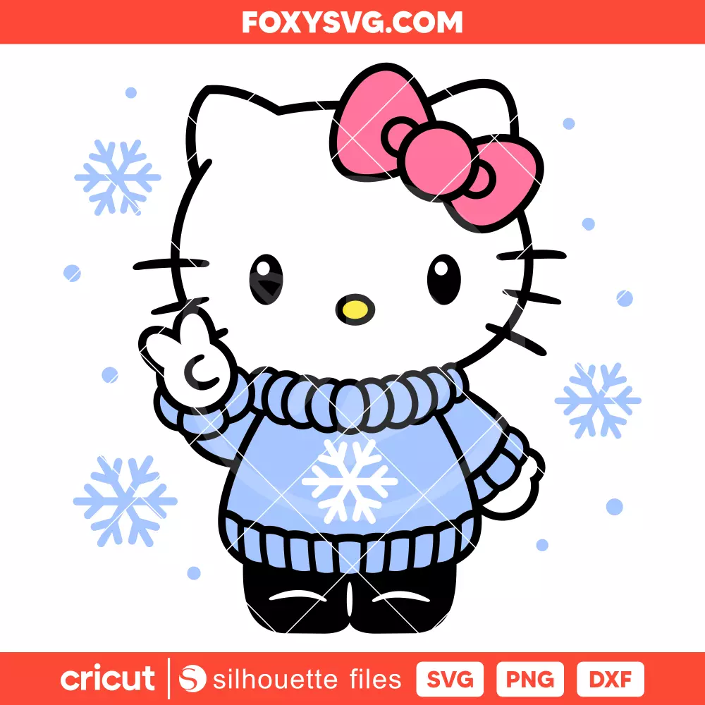 Hello Kitty Cozy Sweater Svg, Christmas Svg, Sanrio Svg, Cricut, Silhouette SVG Cut File