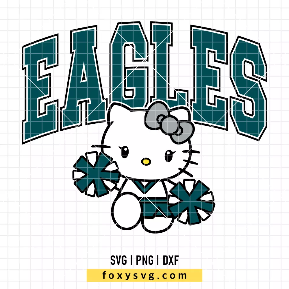 Hello Kitty Eagles Cheerleader SVG | Sanrio SVG PNG Design for Cricut, Silhouette