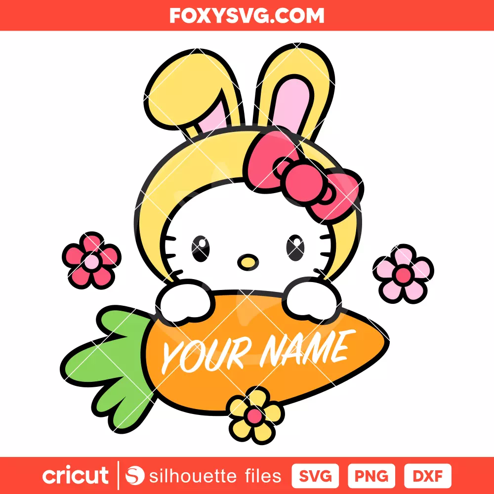 Hello Kitty Easter Bunny Carrot Svg, Happy Easter Svg, Sanrio Svg, Cricut, Silhouette SVG Cut File