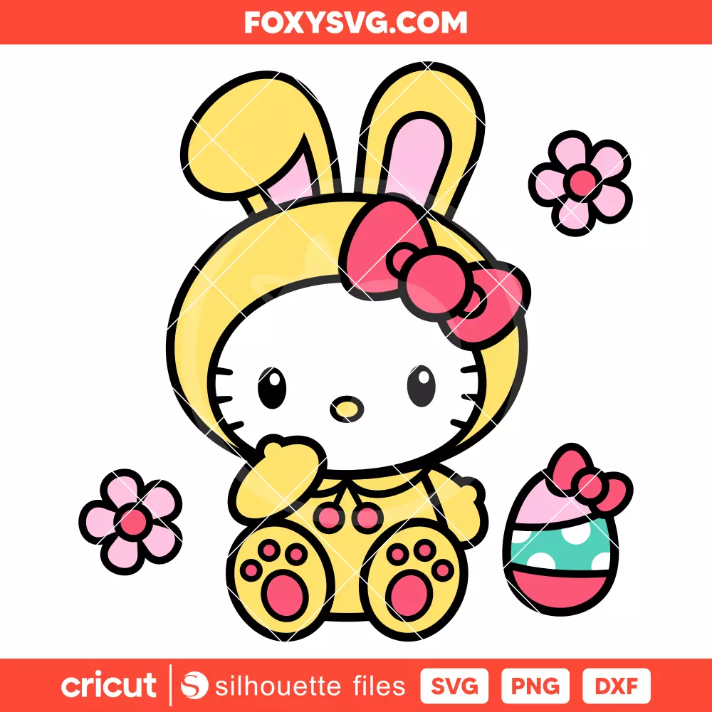 Hello Kitty Easter Bunny Egg Svg, Happy Easter Svg, Sanrio Svg, Cricut, Silhouette SVG Cut File