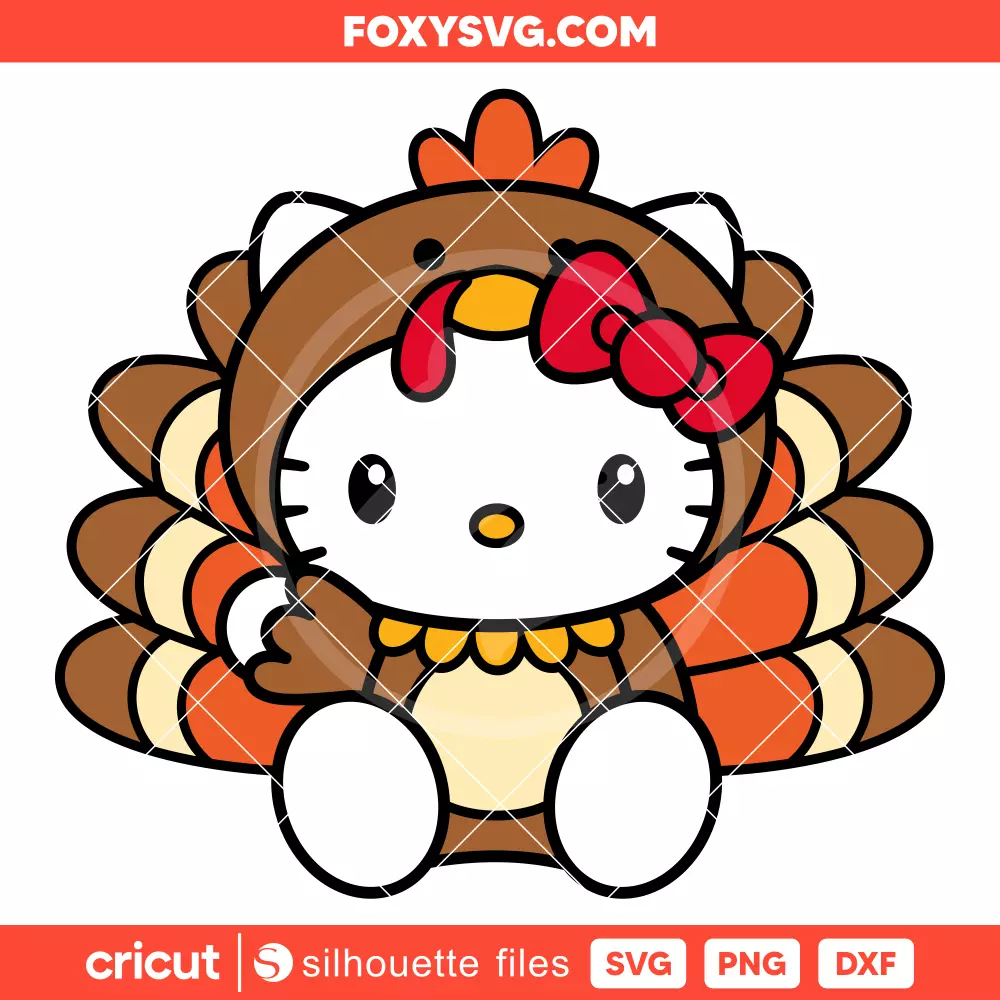 Hello Kitty Fall Turkey Svg, Sanrio Svg, Thanksgiving Svg, Cricut, Silhouette SVG Cut File