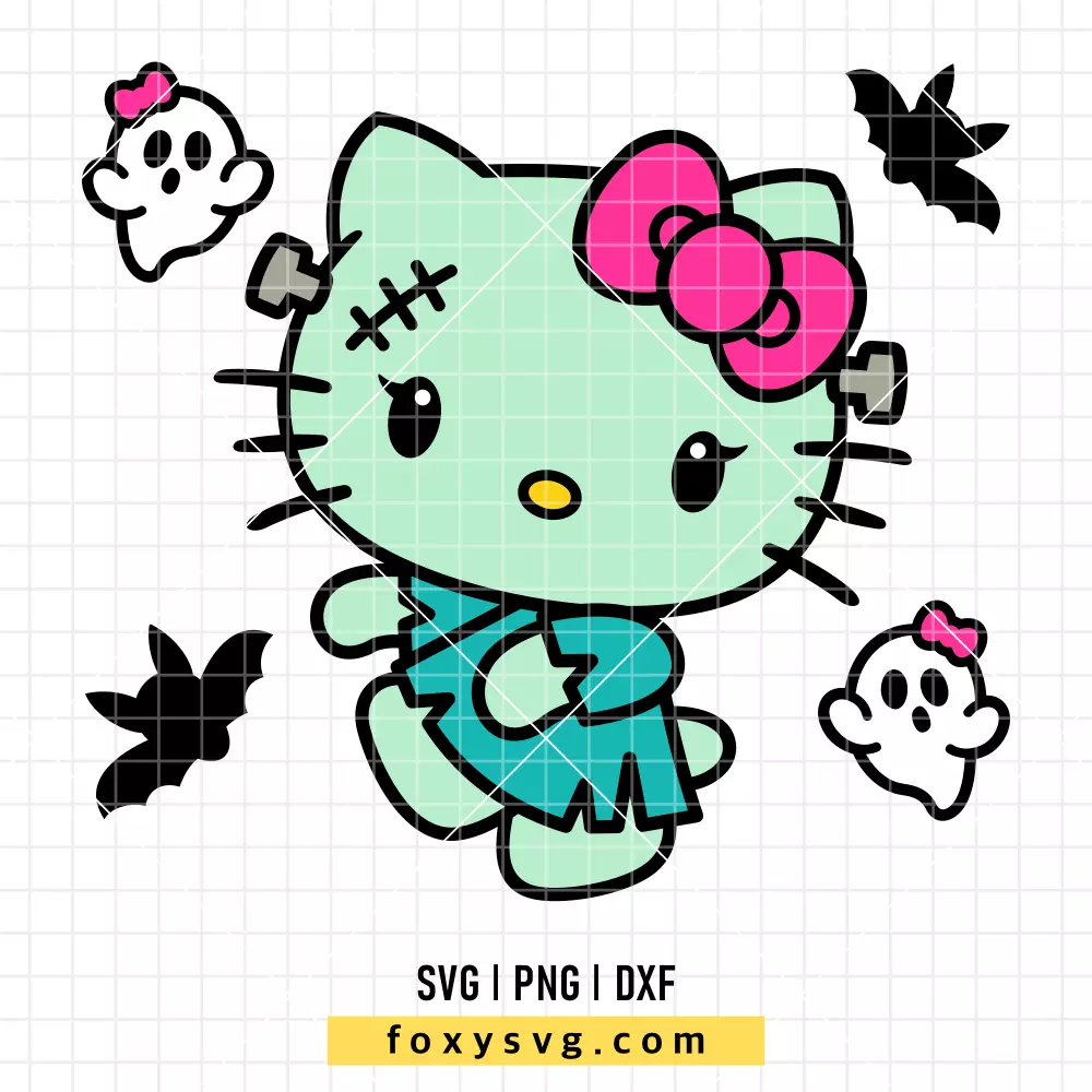 Hello Kitty Frankenstein SVG | Sanrio SVG PNG Design for Cricut, Silhouette