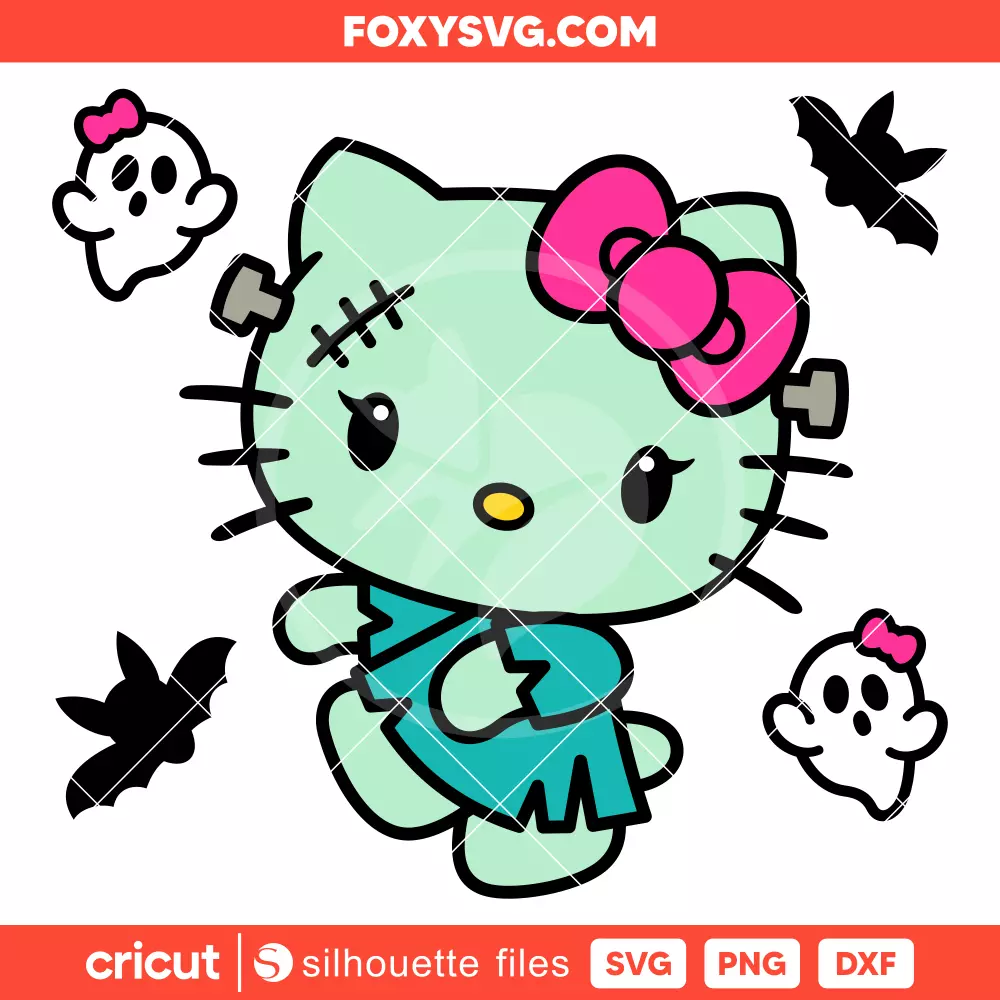 Hello Kitty Frankenstein Svg, Sanrio Svg, Halloween Svg, Cricut, Silhouette SVG Cut File
