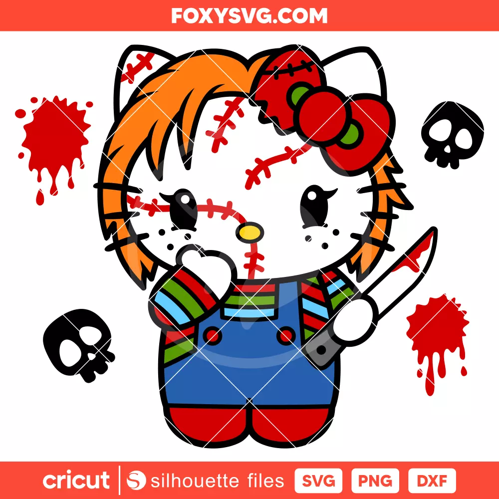 Hello Kitty Chucky Svg, Sanrio Svg, Halloween Horror Svg, Cricut, Silhouette SVG Cut File