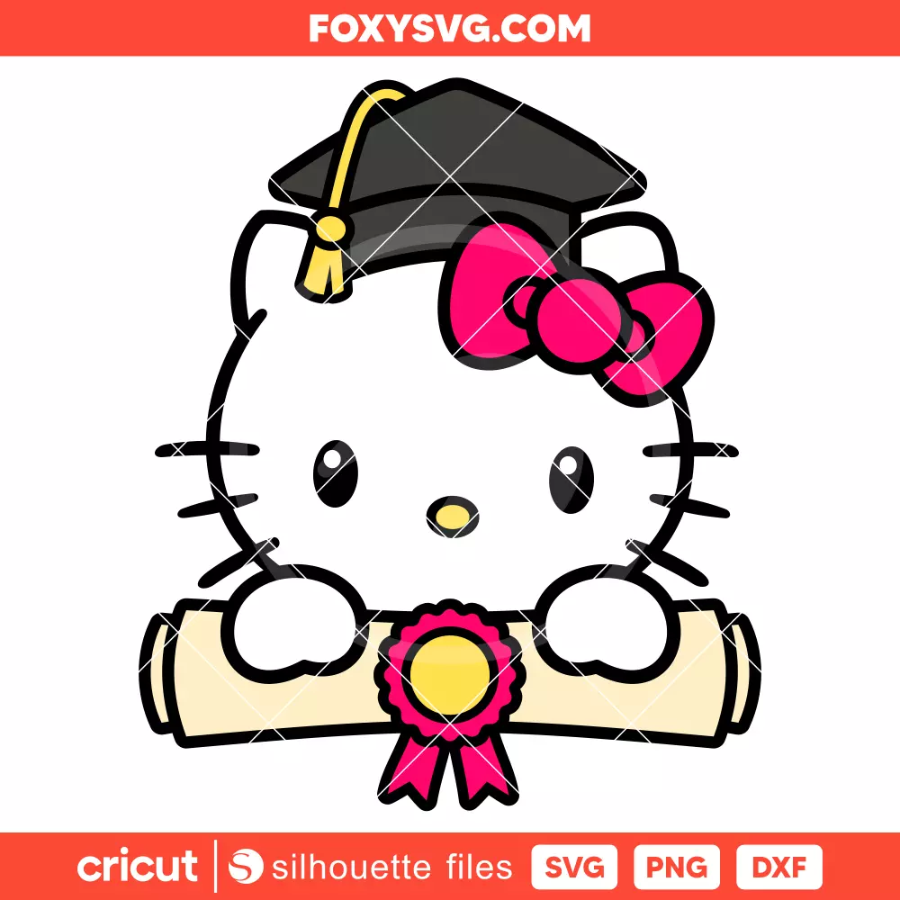 Hello Kitty Graduation Svg, Senior Svg, Sanrio Svg, Cricut, Silhouette SVG Cut File