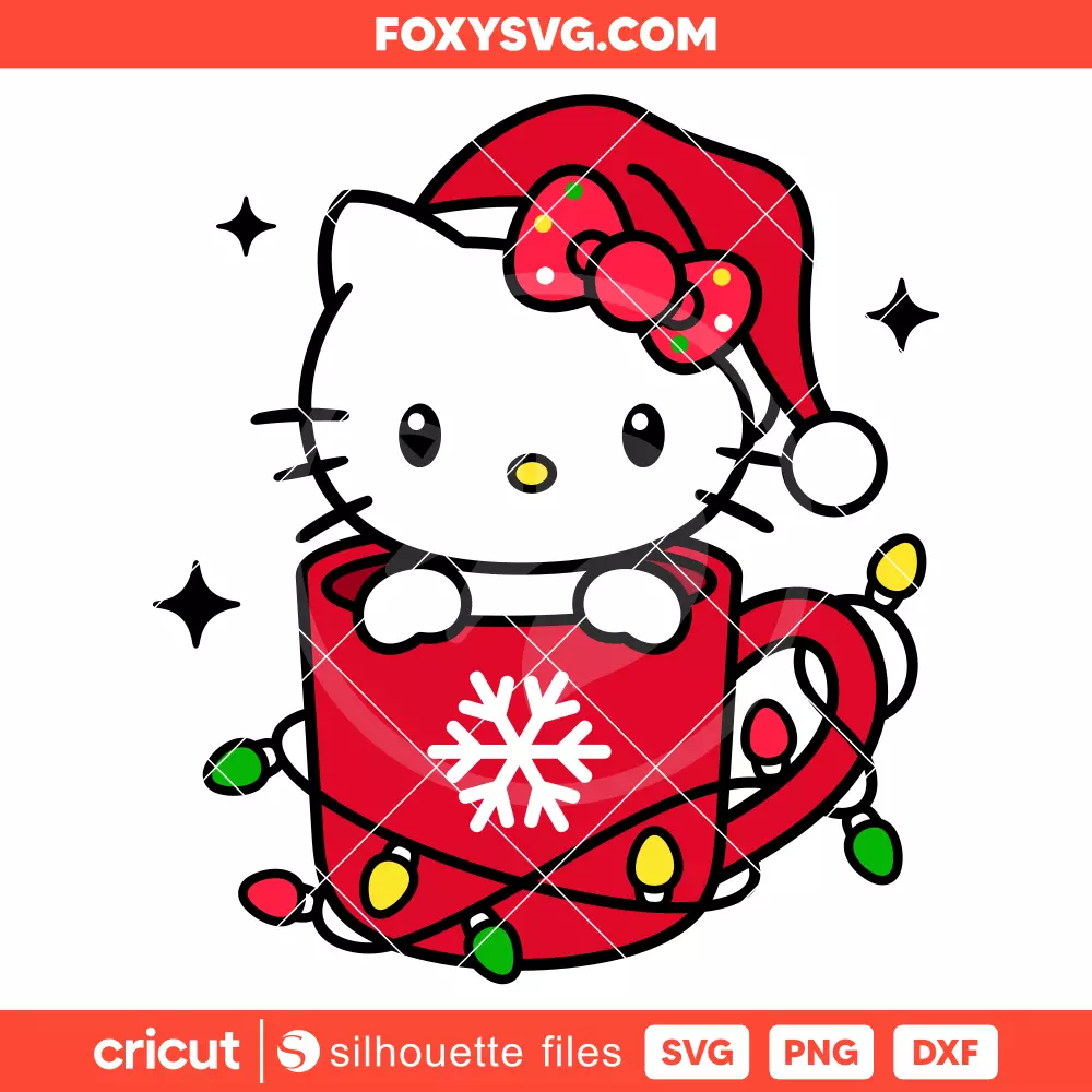 Hello Kitty Hot Chocolate Lights Svg, Christmas Svg, Sanrio Svg, Cricut, Silhouette SVG Cut File
