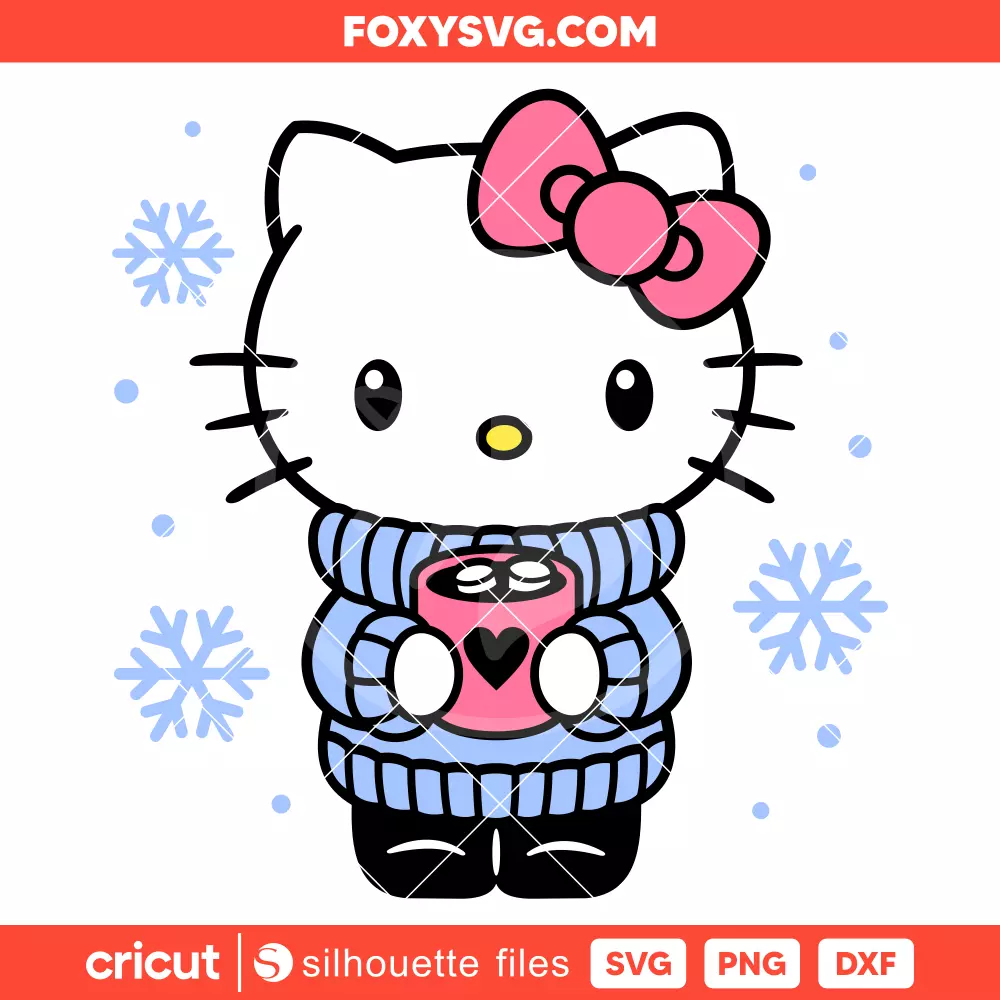 Hello Kitty Hot Chocolate Svg, Christmas Svg, Sanrio Svg, Cricut, Silhouette SVG Cut File