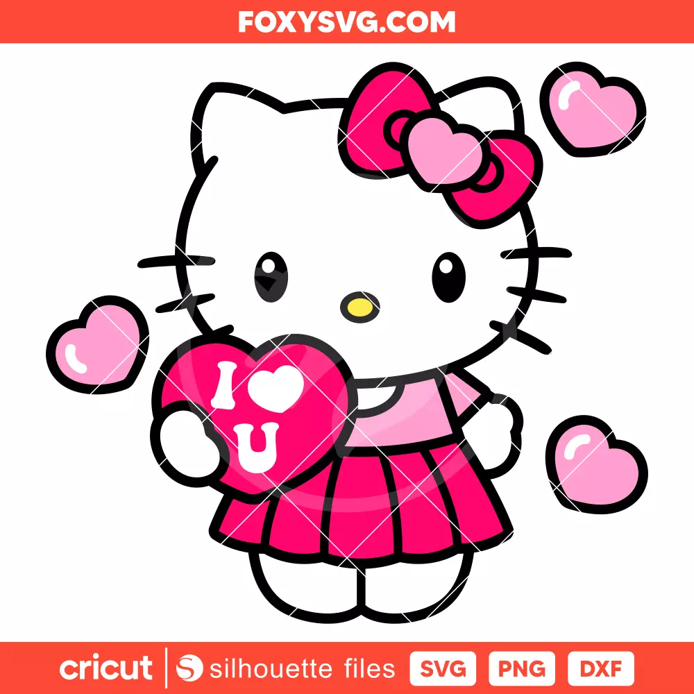 Hello Kitty I Love You Heart Svg, Valentine’s Day Svg, Sanrio Svg, Cricut, Silhouette SVG Cut File