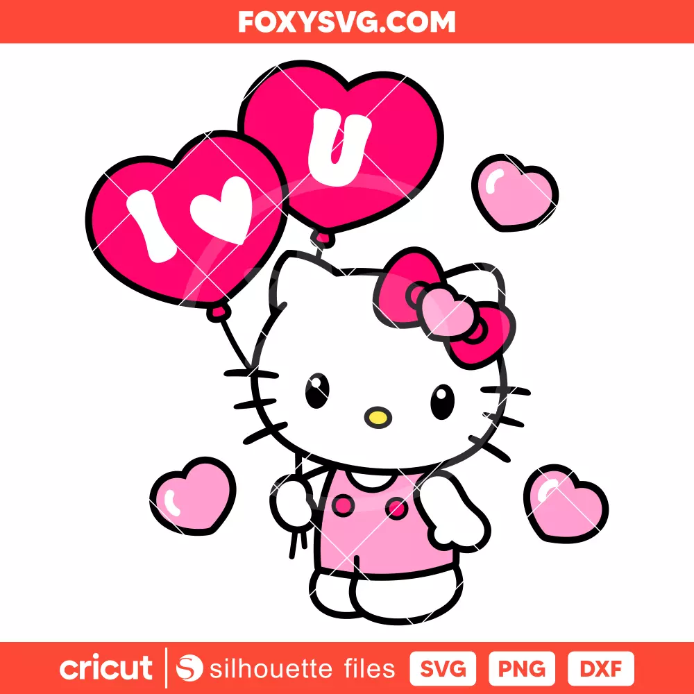 Hello Kitty I Love You Svg, Valentine’s Day Svg, Sanrio Svg, Cricut, Silhouette SVG Cut File