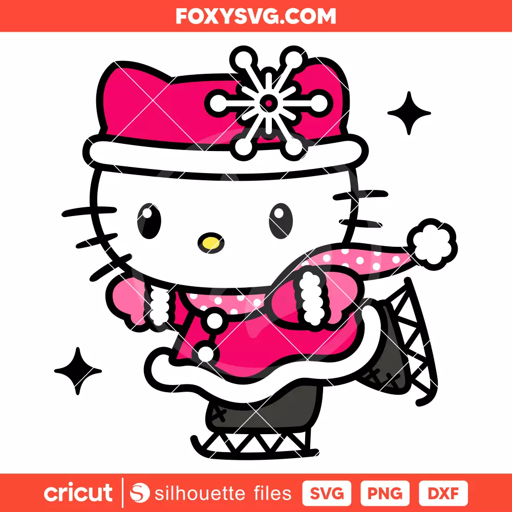 Hello Kitty Ice Skating Svg, Christmas Svg, Sanrio Svg, Cricut, Silhouette SVG Cut File