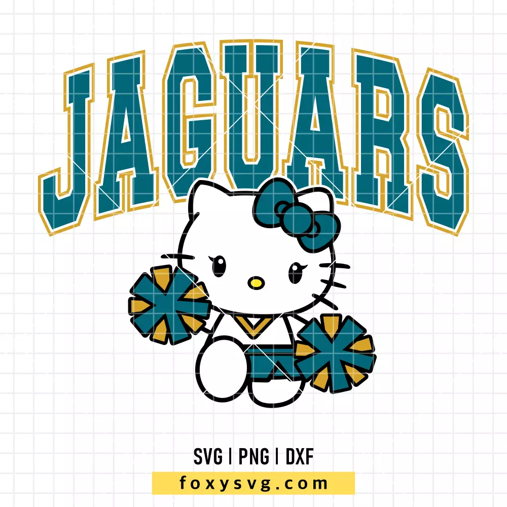 Hello Kitty Jaguars Cheerleader SVG | Sanrio SVG PNG Design for Cricut, Silhouette