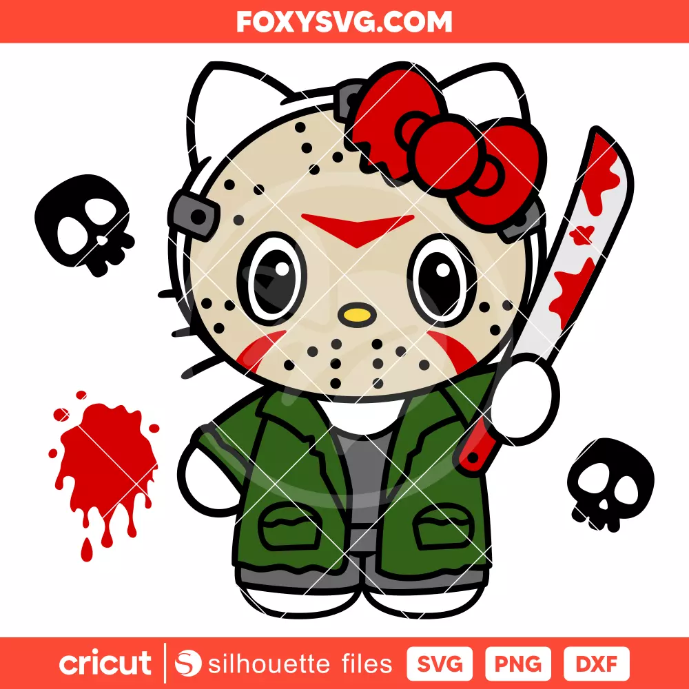 Hello Kitty Jason Svg, Sanrio Svg, Halloween Horror Svg, Cricut, Silhouette SVG Cut File