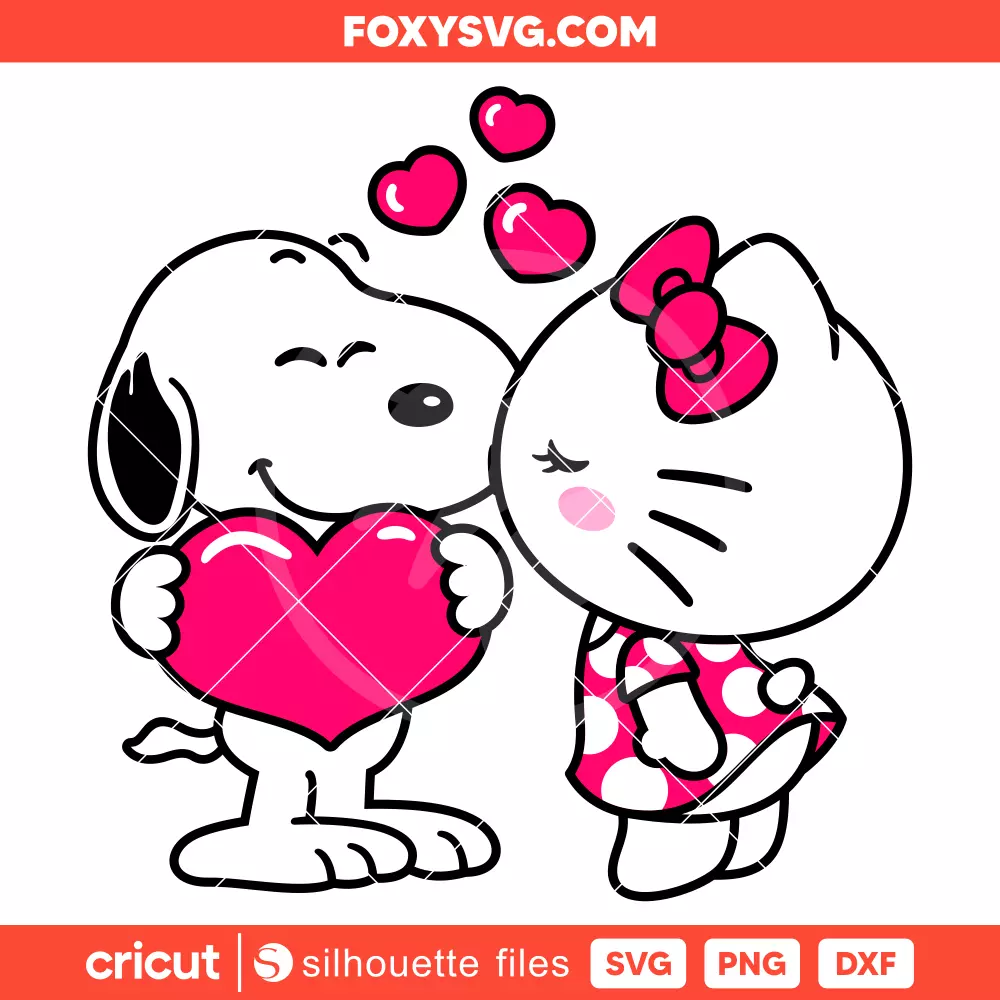 Hello Kitty Kissing Snoopy Svg, Valentine’s Day Svg, Sanrio Svg, Cricut, Silhouette SVG Cut File