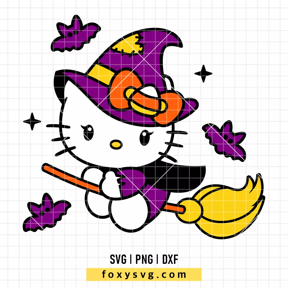 Hello Kitty Little Witch SVG | Sanrio SVG PNG Design for Cricut, Silhouette